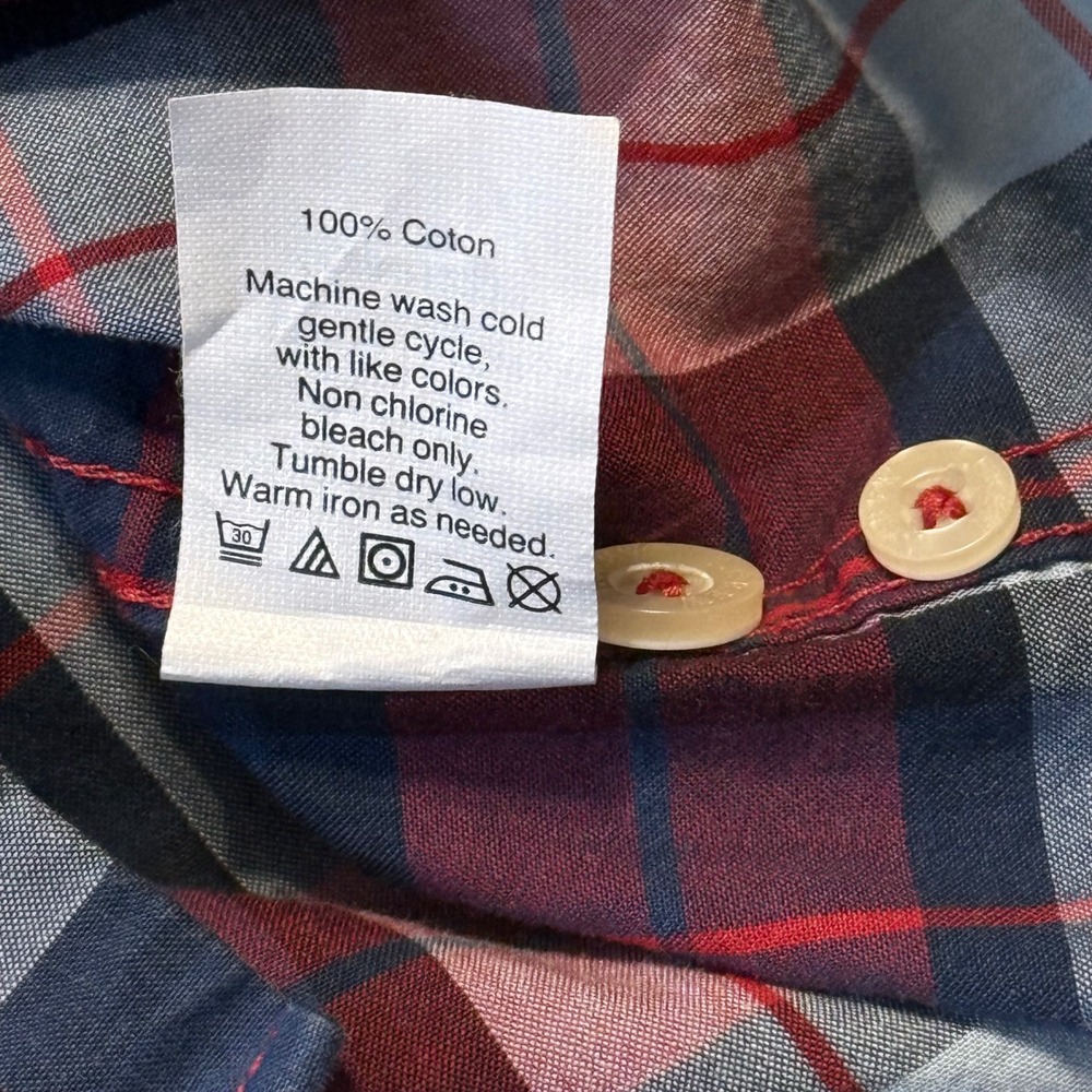 J.Crew Slim Fit Cotton Plaid Button Down Shirt Red Navy Blue Size X-Small - Picture 5 of 5